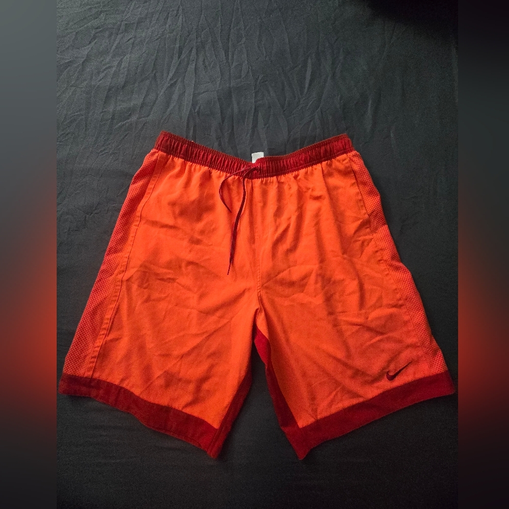 Nike Orange Red Swim Trunks  Lightweight Elastic Waist